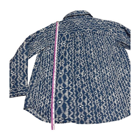 Roaman’s Button Up Long Sleeve Blue/White Comfortable Shirt Women’s Size Small - Picture 4 of 7